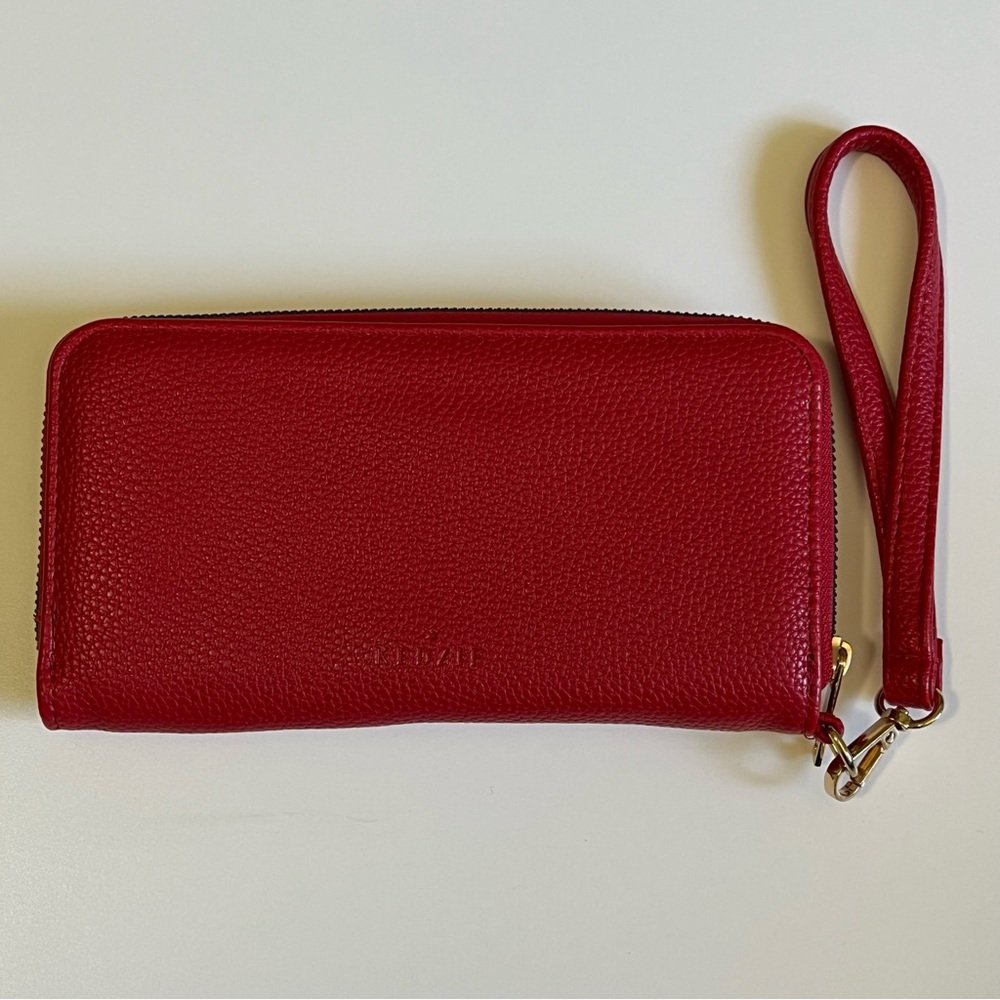 Kedzie Red Leather Clutch Wristlet